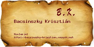 Bacsinszky Krisztián névjegykártya